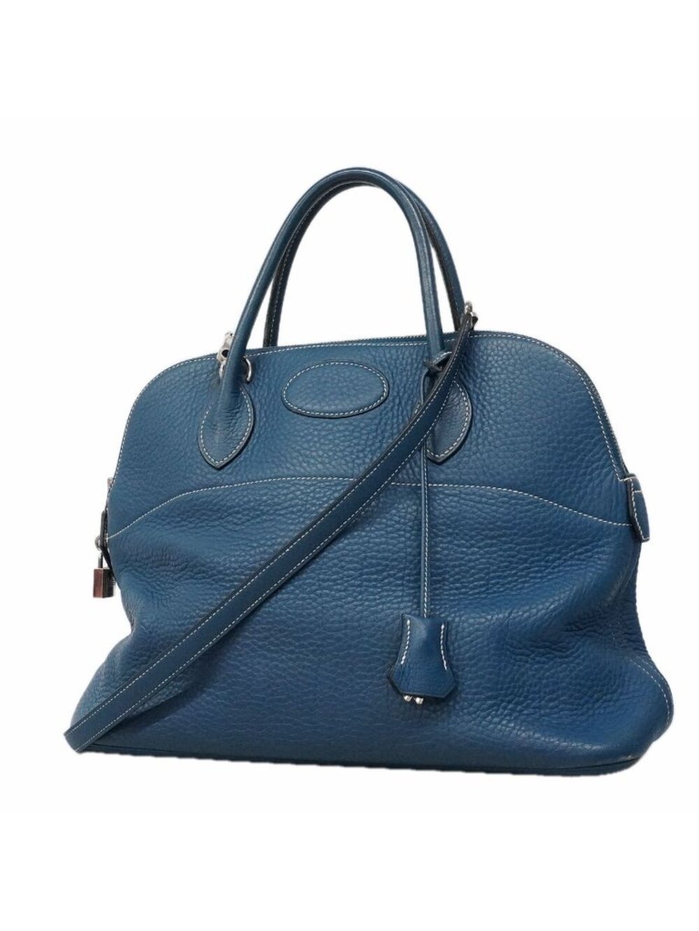 Hermes Handbag Bolide 35 Taurillon Clemence Blue Thalassa Silver 2-Way Bag